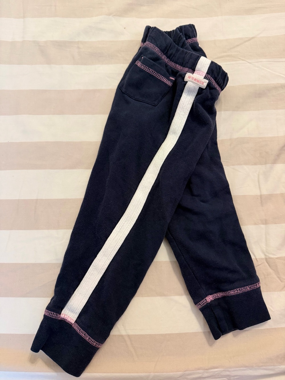 Kids Navy Track Pants with White Side Stripe by Hatley size 3T
